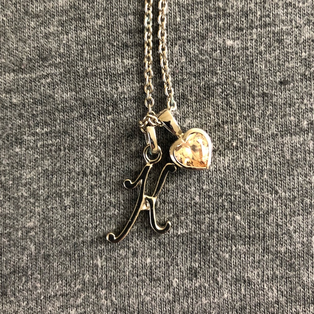 💖Cute Silver Like “K”/Pink Heart Charm Necklace